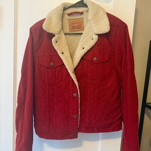 Levi's Women's Red Denim Jacket with Sherpa Lining